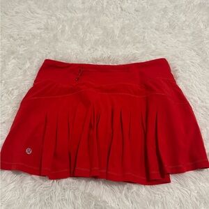 lululemon athletica Red Pleated Skater Skirt with Zip Pocket